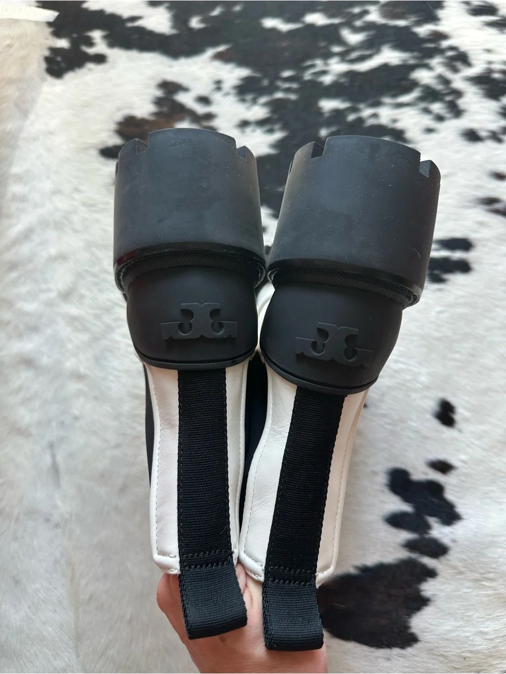 Tory Burch Black and White ‘Storm Tooper’ Chunky Chelsea Boots 9